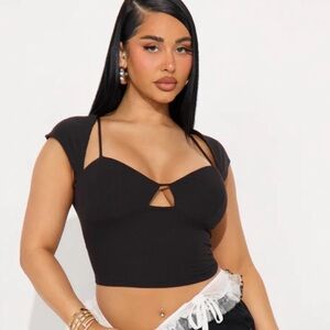 Fashion Nova Black Cut-Out Crop Top